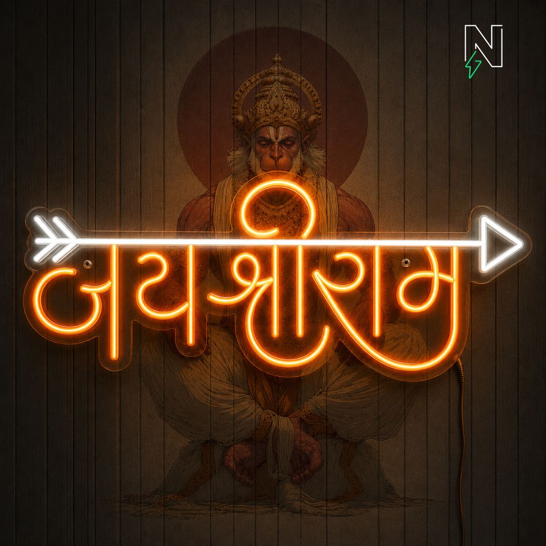 Jai Shree Ram with Arrow Neon Sign