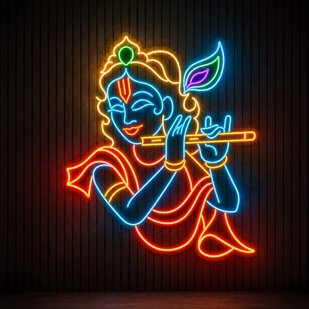 Krishna With Flute Neon Sign