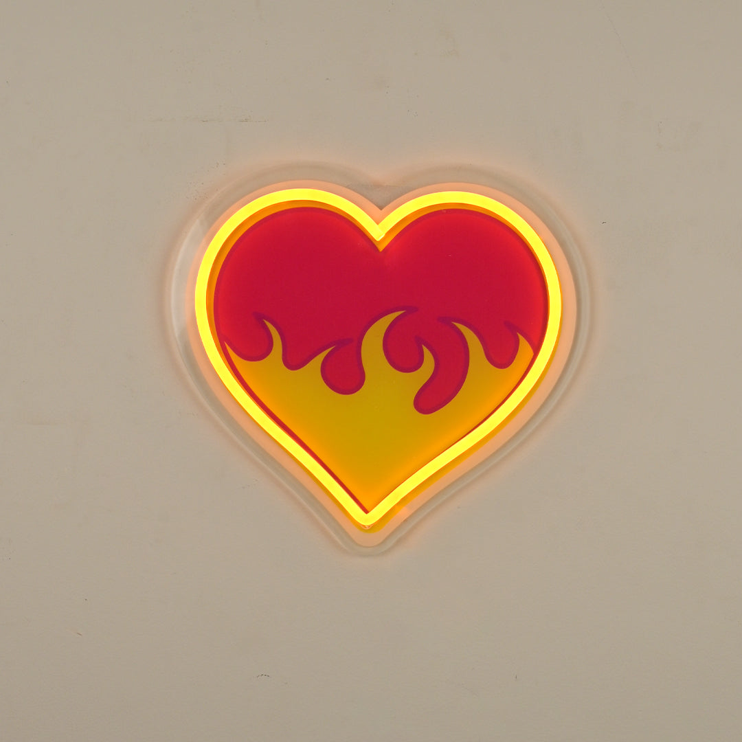 Heart Fire Neon Sign