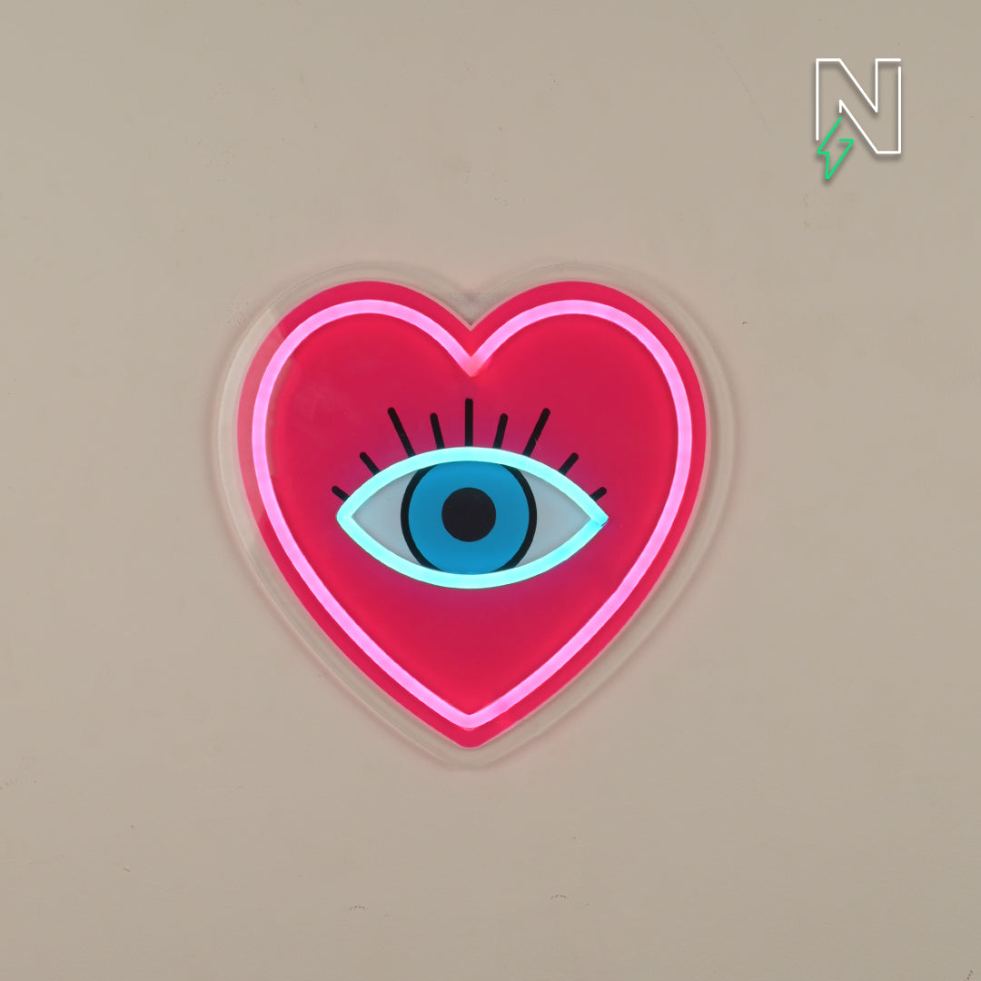 Heart with Evil Eye Neon Sign