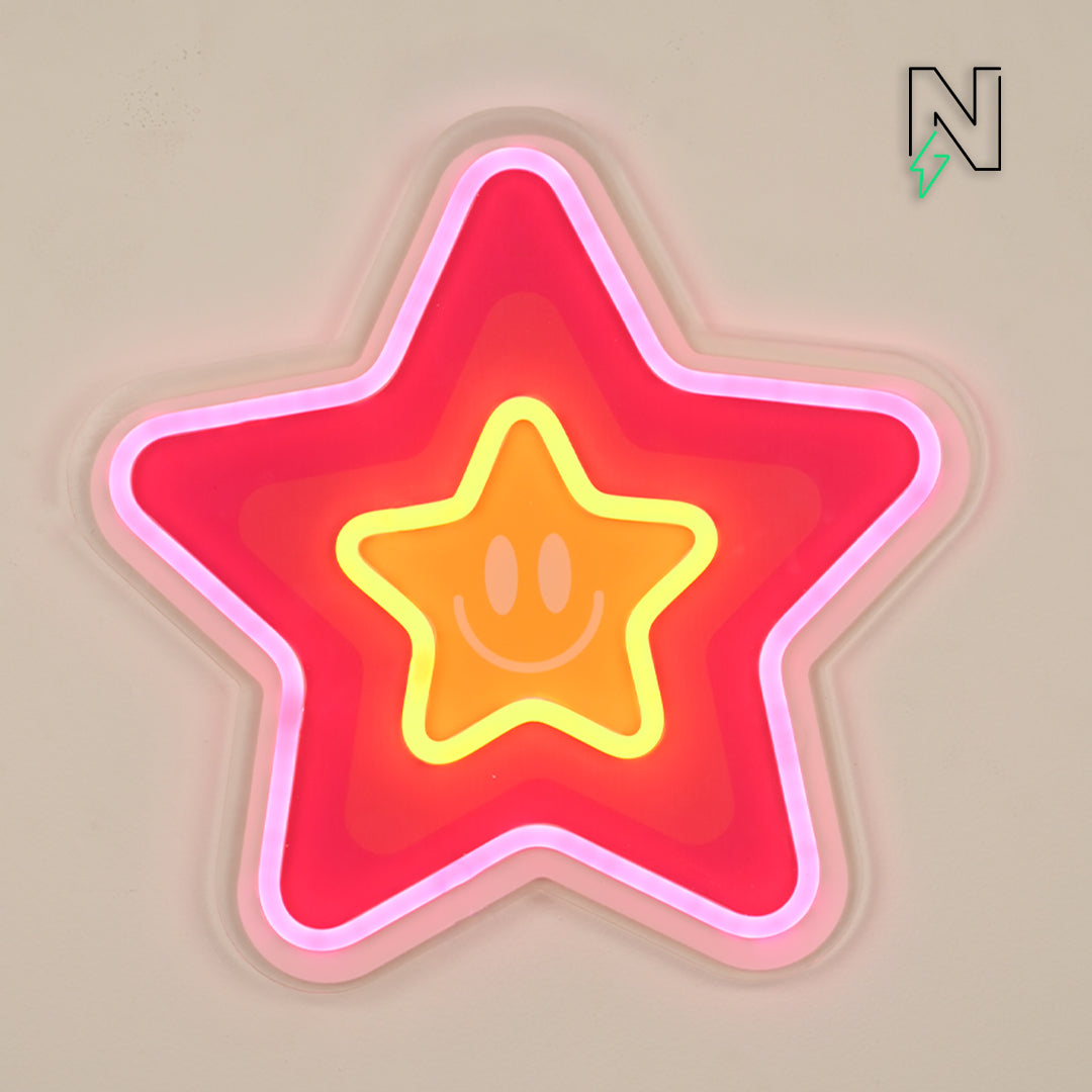 Star Smilie Neon Sign