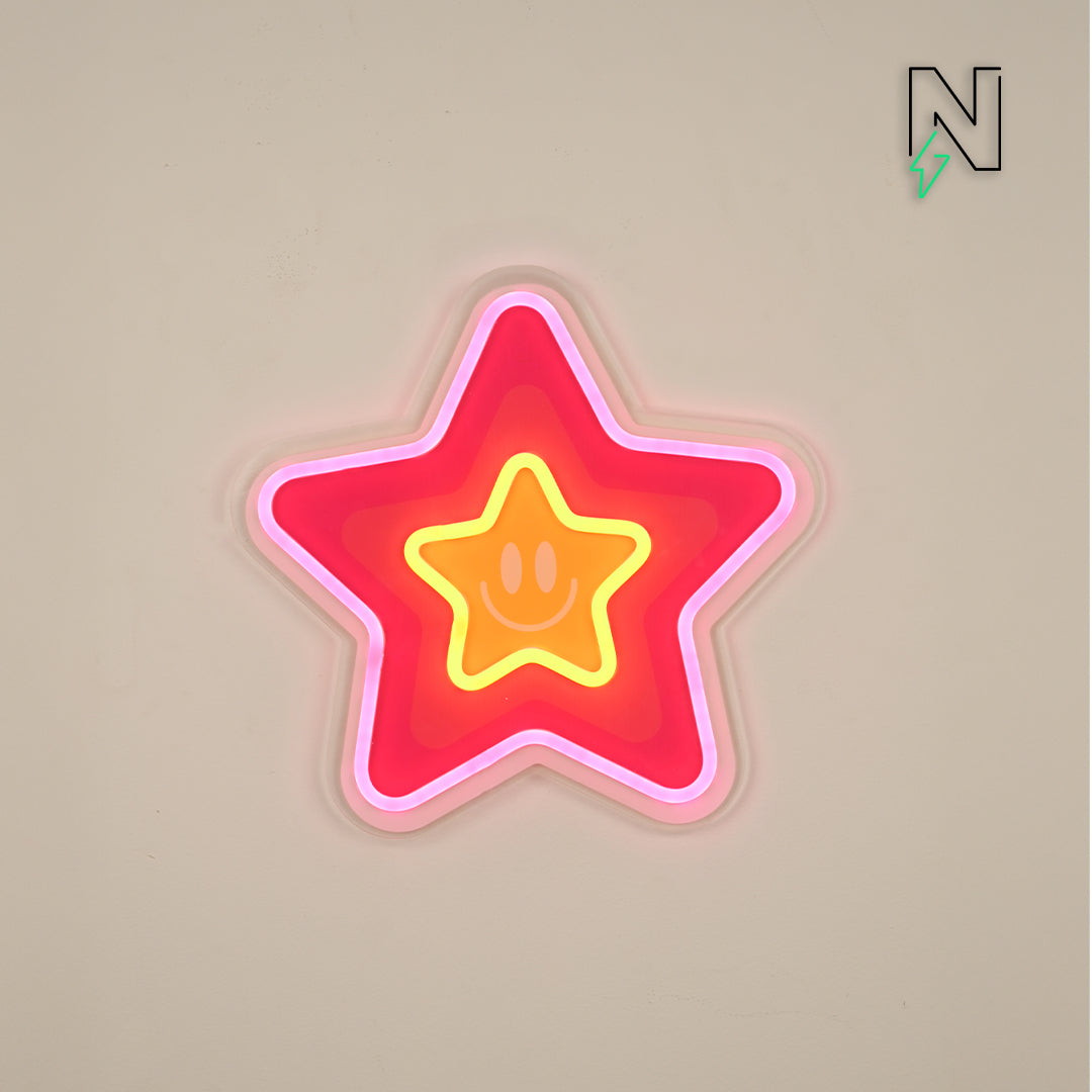 Star Smilie Neon Sign