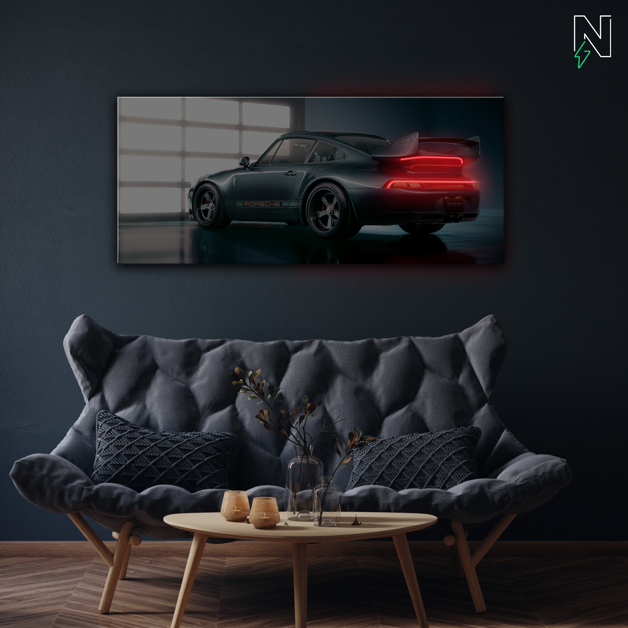 Porsche V2 LED Neon Art