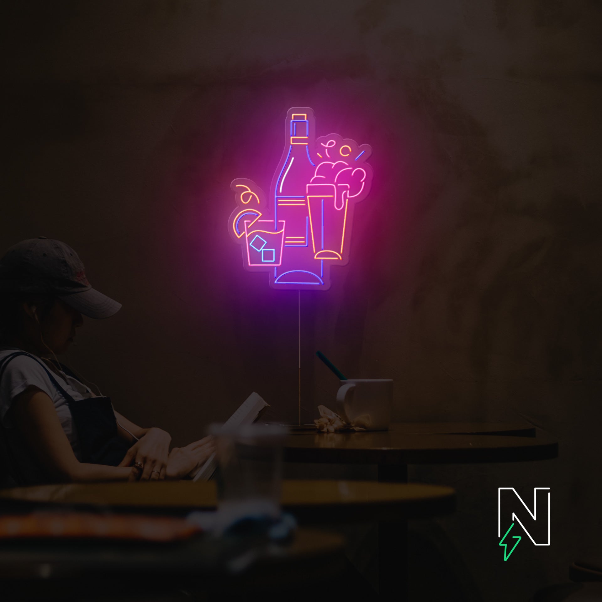 Whiskey Set  Neon Sign