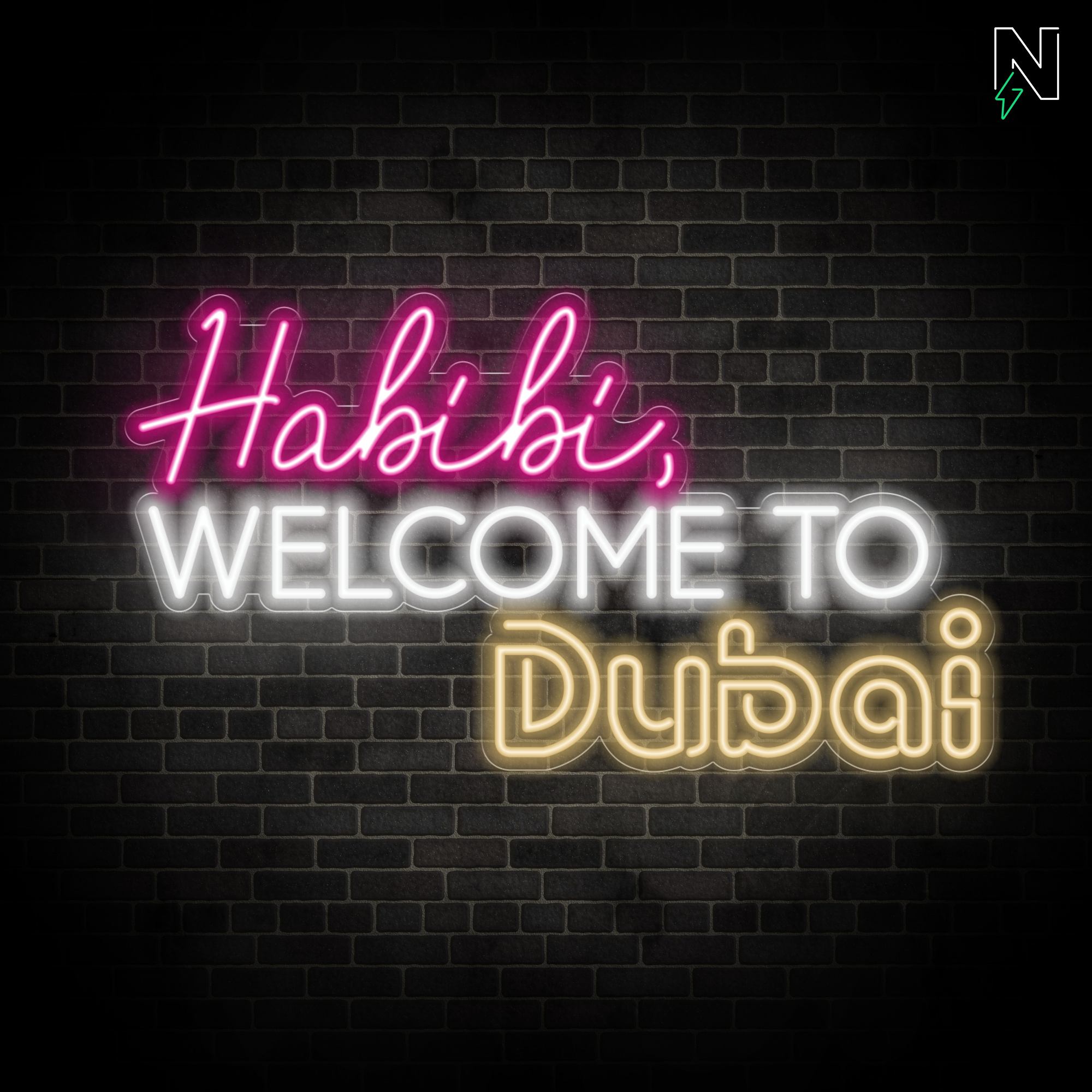 Habibi Welcome To DUBAI Neon Sign