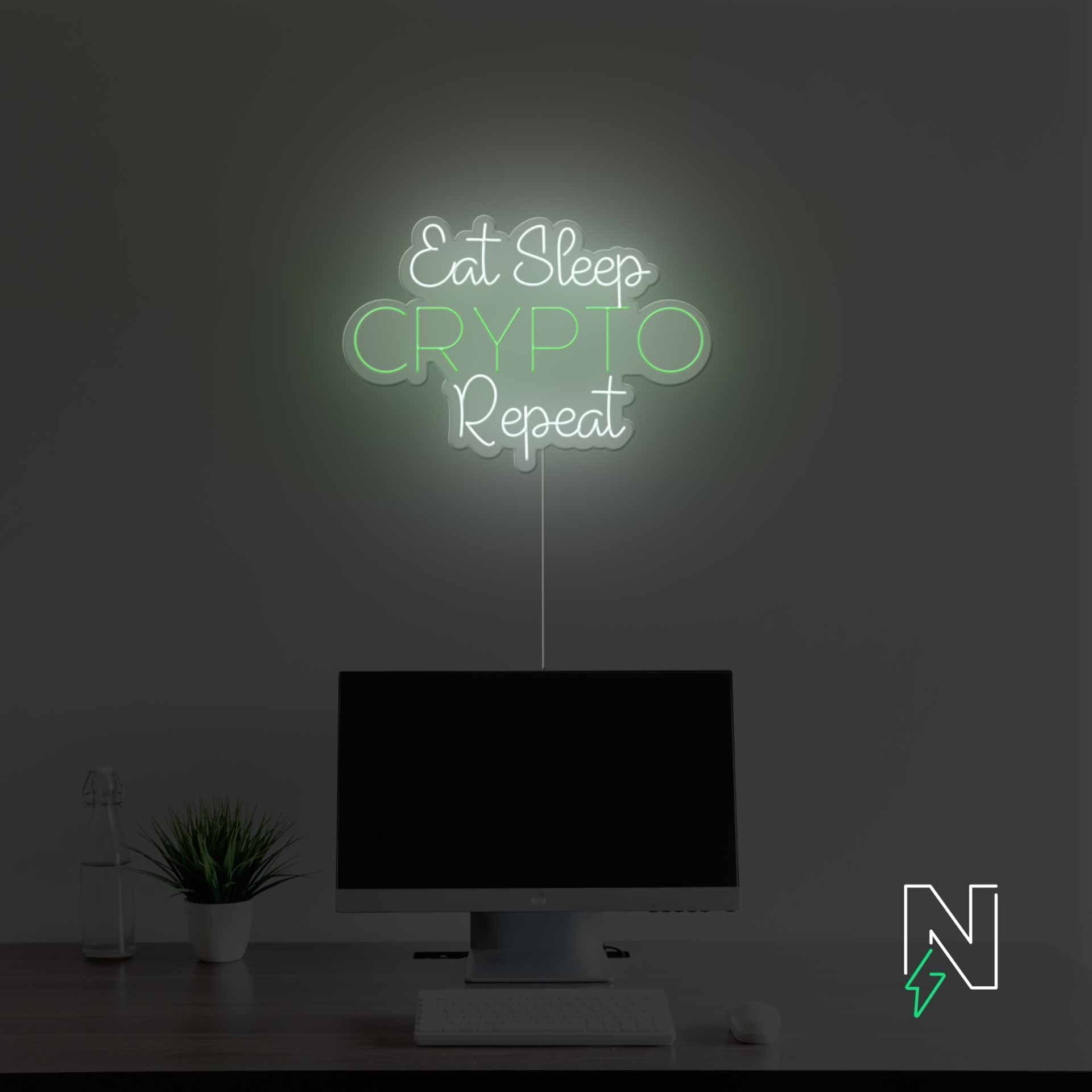Eat Sleep Crypto Repeat Neon Sign