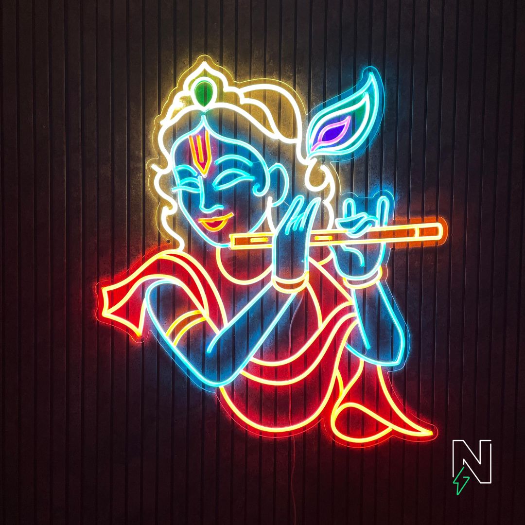 Krishna With Flute Neon Sign