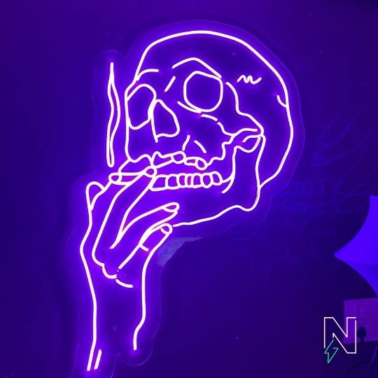 Smoking Skull Neon Sign