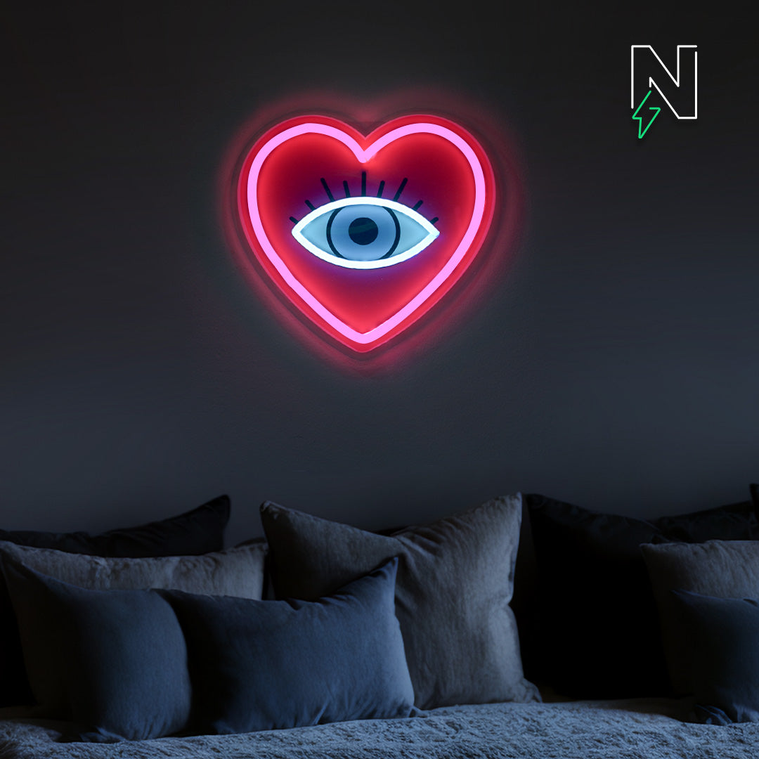 Heart with Evil Eye Neon Sign